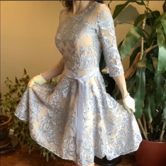 Ice blue lace dressy dress.